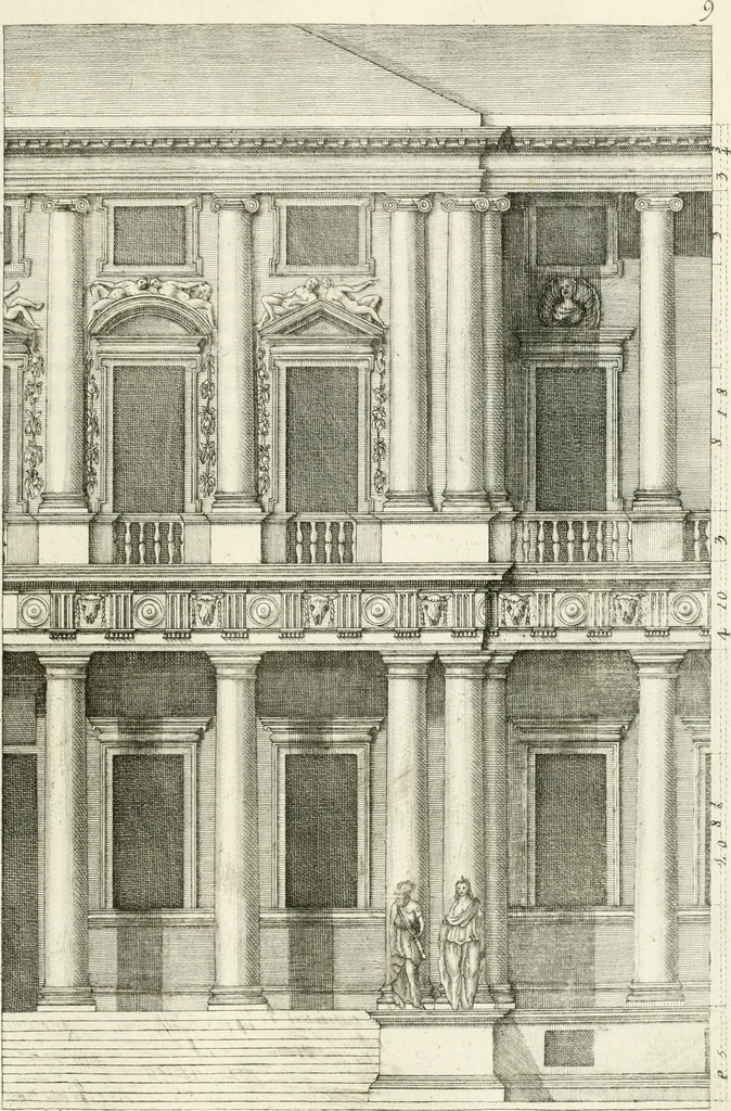 An illustration from I quattro libri dell'architettura di Andrea Palladio : ne quali dopo un breve trattato de' cinque ordini, e di quelli avvertimenti, che sono più necessarj nel fabbricare : si tratta delle case private, delle vie, dei ponti, delle piazze, dei xisti, e dei tempj, 1790, leaf 114