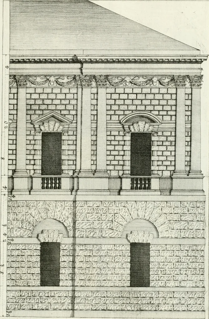 An illustration from I quattro libri dell'architettura di Andrea Palladio : ne quali dopo un breve trattato de' cinque ordini, e di quelli avvertimenti, che sono più necessarj nel fabbricare : si tratta delle case private, delle vie, dei ponti, delle piazze, dei xisti, e dei tempj, 1790, leaf 128