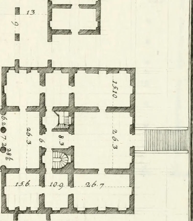 An illustration from I quattro libri dell'architettura di Andrea Palladio : ne quali dopo un breve trattato de' cinque ordini, e di quelli avvertimenti, che sono più necessarj nel fabbricare : si tratta delle case private, delle vie, dei ponti, delle piazze, dei xisti, e dei tempj, 1790, leaf 210