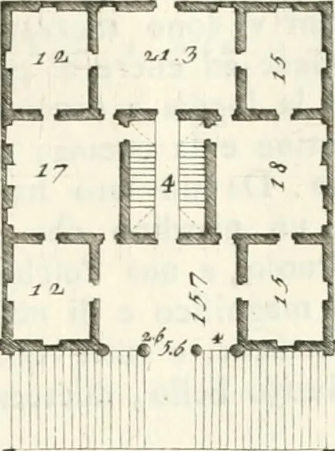 An illustration from I quattro libri dell'architettura di Andrea Palladio : ne quali dopo un breve trattato de' cinque ordini, e di quelli avvertimenti, che sono più necessarj nel fabbricare : si tratta delle case private, delle vie, dei ponti, delle piazze, dei xisti, e dei tempj, 1790, leaf 214