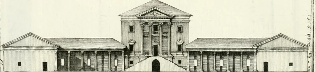 An illustration from I quattro libri dell'architettura di Andrea Palladio : ne quali dopo un breve trattato de' cinque ordini, e di quelli avvertimenti, che sono più necessarj nel fabbricare : si tratta delle case private, delle vie, dei ponti, delle piazze, dei xisti, e dei tempj, 1790, leaf 214