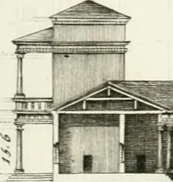 An illustration from I quattro libri dell'architettura di Andrea Palladio : ne quali dopo un breve trattato de' cinque ordini, e di quelli avvertimenti, che sono più necessarj nel fabbricare : si tratta delle case private, delle vie, dei ponti, delle piazze, dei xisti, e dei tempj, 1790, leaf 222