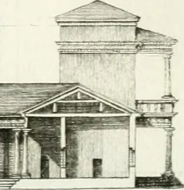 An illustration from I quattro libri dell'architettura di Andrea Palladio : ne quali dopo un breve trattato de' cinque ordini, e di quelli avvertimenti, che sono più necessarj nel fabbricare : si tratta delle case private, delle vie, dei ponti, delle piazze, dei xisti, e dei tempj, 1790, leaf 222