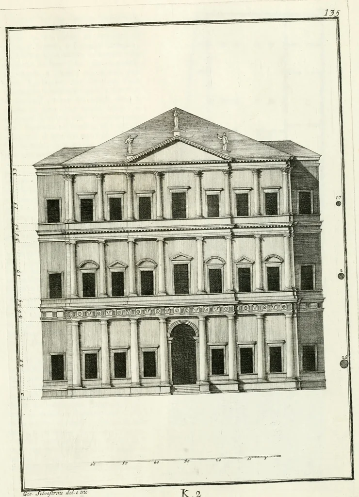 An illustration from I quattro libri dell'architettura di Andrea Palladio : ne quali dopo un breve trattato de' cinque ordini, e di quelli avvertimenti, che sono più necessarj nel fabbricare : si tratta delle case private, delle vie, dei ponti, delle piazze, dei xisti, e dei tempj, 1790, leaf 240
