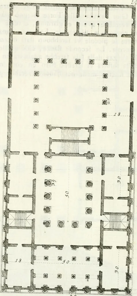 An illustration from I quattro libri dell'architettura di Andrea Palladio : ne quali dopo un breve trattato de' cinque ordini, e di quelli avvertimenti, che sono più necessarj nel fabbricare : si tratta delle case private, delle vie, dei ponti, delle piazze, dei xisti, e dei tempj, 1790, leaf 246