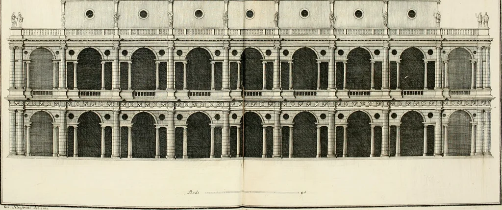 An illustration from I quattro libri dell'architettura di Andrea Palladio : ne quali dopo un breve trattato de' cinque ordini, e di quelli avvertimenti, che sono più necessarj nel fabbricare : si tratta delle case private, delle vie, dei ponti, delle piazze, dei xisti, e dei tempj, 1790, leaf 309