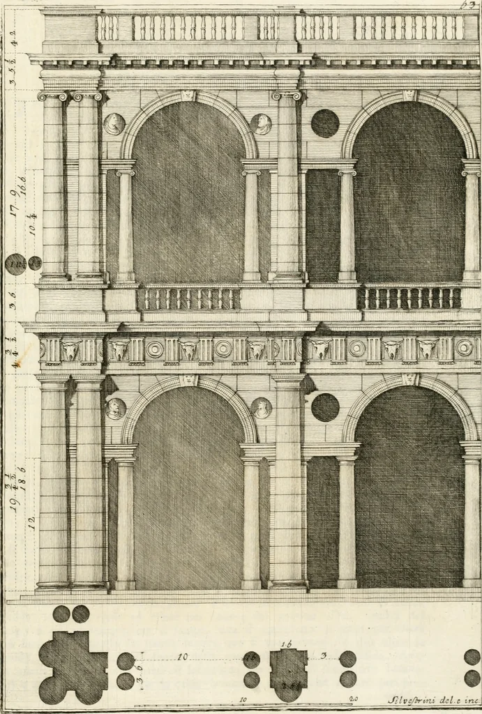 An illustration from I quattro libri dell'architettura di Andrea Palladio : ne quali dopo un breve trattato de' cinque ordini, e di quelli avvertimenti, che sono più necessarj nel fabbricare : si tratta delle case private, delle vie, dei ponti, delle piazze, dei xisti, e dei tempj, 1790, leaf 310