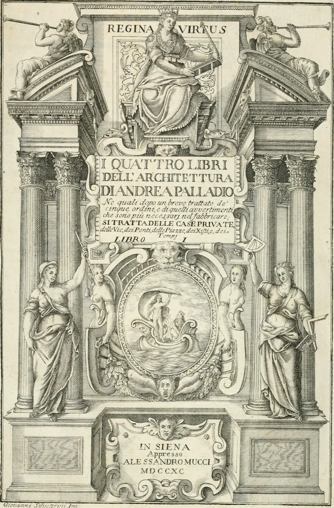 An illustration from I quattro libri dell'architettura di Andrea Palladio : ne quali dopo un breve trattato de' cinque ordini, e di quelli avvertimenti, che sono più necessarj nel fabbricare : si tratta delle case private, delle vie, dei ponti, delle piazze, dei xisti, e dei tempj, 1790, leaf 4