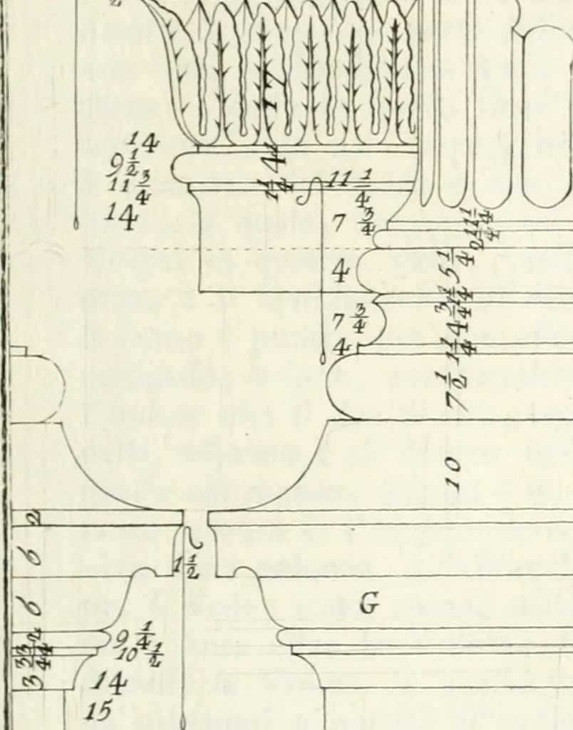 An illustration from I quattro libri dell'architettura di Andrea Palladio : ne quali dopo un breve trattato de' cinque ordini, e di quelli avvertimenti, che sono più necessarj nel fabbricare : si tratta delle case private, delle vie, dei ponti, delle piazze, dei xisti, e dei tempj, 1790, leaf 46