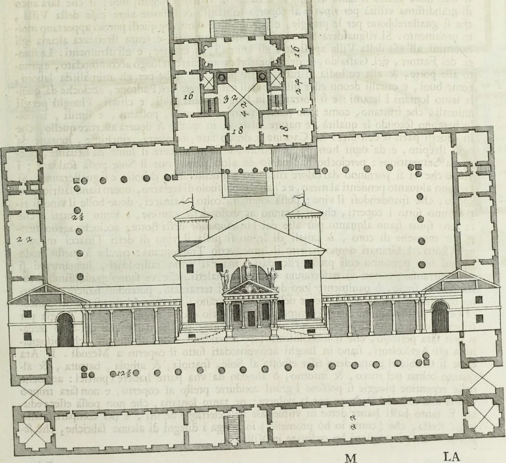 An illustration from I qvattro libri dell'architettvra di Andrea Palladio : ne' quali, dopo un breue trattato de' cinque ordini, & di quelli auertimenti, che sono piu necessarii nel fabricare; si tratta delle case private, delle vie, de i ponti, delle piazze, de i xisti, et de' tempij, 1771, leaf 118