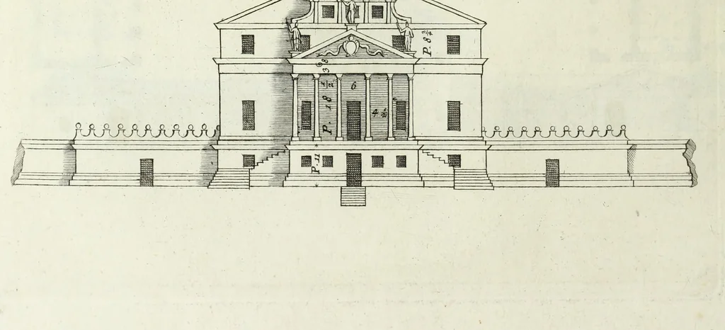 An illustration from I qvattro libri dell'architettvra di Andrea Palladio : ne' quali, dopo un breue trattato de' cinque ordini, & di quelli auertimenti, che sono piu necessarii nel fabricare; si tratta delle case private, delle vie, de i ponti, delle piazze, de i xisti, et de' tempij, 1771, leaf 121