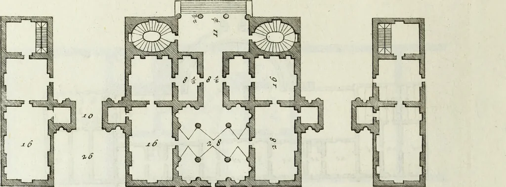 An illustration from I qvattro libri dell'architettvra di Andrea Palladio : ne' quali, dopo un breue trattato de' cinque ordini, & di quelli auertimenti, che sono piu necessarii nel fabricare; si tratta delle case private, delle vie, de i ponti, delle piazze, de i xisti, et de' tempij, 1771, leaf 123
