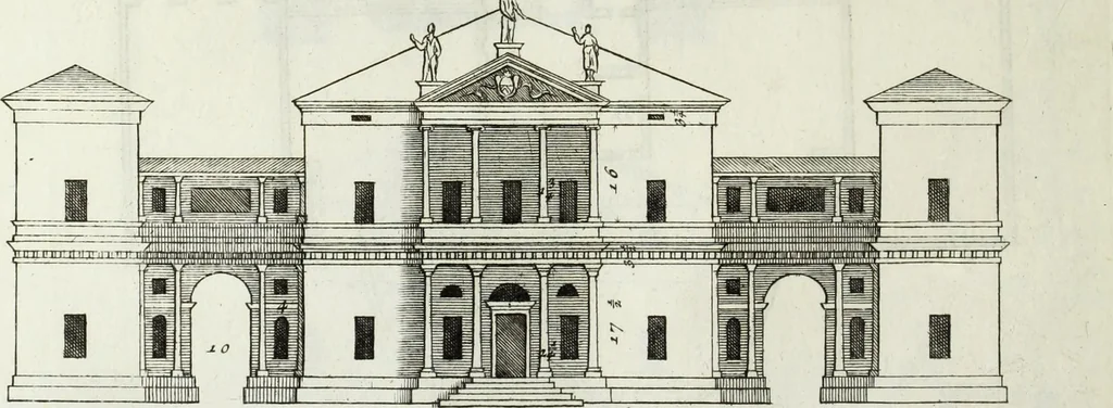 An illustration from I qvattro libri dell'architettvra di Andrea Palladio : ne' quali, dopo un breue trattato de' cinque ordini, & di quelli auertimenti, che sono piu necessarii nel fabricare; si tratta delle case private, delle vie, de i ponti, delle piazze, de i xisti, et de' tempij, 1771, leaf 123