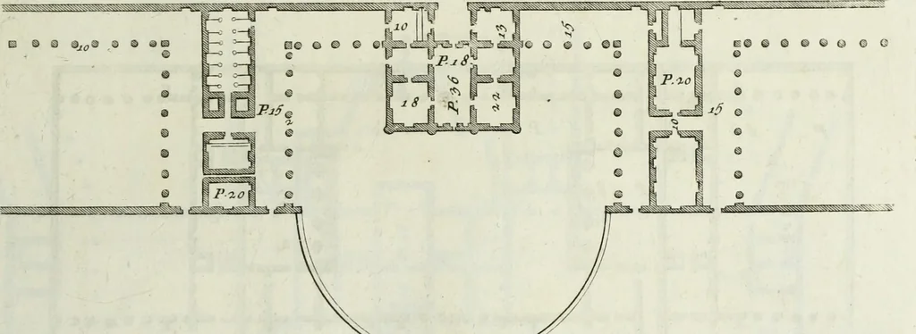 An illustration from I qvattro libri dell'architettvra di Andrea Palladio : ne' quali, dopo un breue trattato de' cinque ordini, & di quelli auertimenti, che sono piu necessarii nel fabricare; si tratta delle case private, delle vie, de i ponti, delle piazze, de i xisti, et de' tempij, 1771, leaf 134