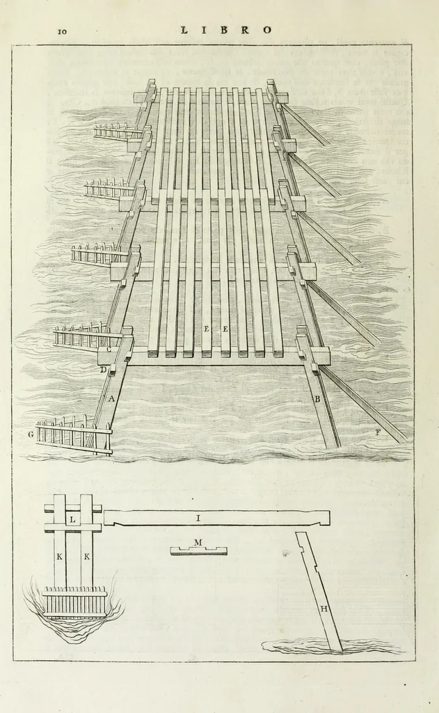 An illustration from I qvattro libri dell'architettvra di Andrea Palladio : ne' quali, dopo un breue trattato de' cinque ordini, & di quelli auertimenti, che sono piu necessarii nel fabricare; si tratta delle case private, delle vie, de i ponti, delle piazze, de i xisti, et de' tempij, 1771, leaf 163