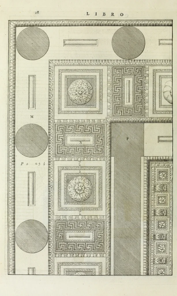 An illustration from I qvattro libri dell'architettvra di Andrea Palladio : ne' quali, dopo un breue trattato de' cinque ordini, & di quelli auertimenti, che sono piu necessarii nel fabricare; si tratta delle case private, delle vie, de i ponti, delle piazze, de i xisti, et de' tempij, 1771, leaf 217