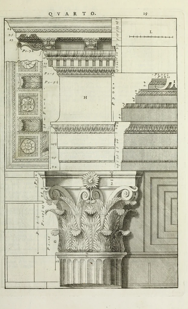 An illustration from I qvattro libri dell'architettvra di Andrea Palladio : ne' quali, dopo un breue trattato de' cinque ordini, & di quelli auertimenti, che sono piu necessarii nel fabricare; si tratta delle case private, delle vie, de i ponti, delle piazze, de i xisti, et de' tempij, 1771, leaf 218