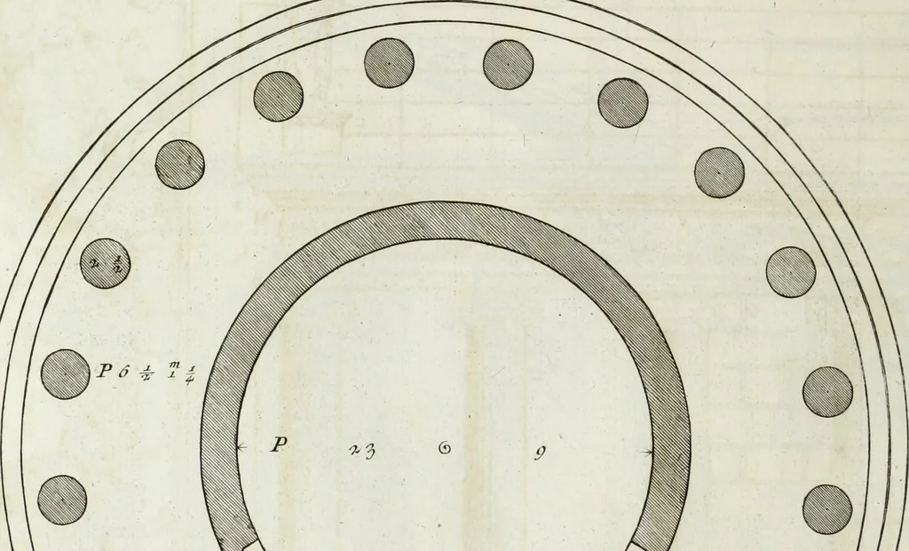 An illustration from I qvattro libri dell'architettvra di Andrea Palladio : ne' quali, dopo un breue trattato de' cinque ordini, & di quelli auertimenti, che sono piu necessarii nel fabricare; si tratta delle case private, delle vie, de i ponti, delle piazze, de i xisti, et de' tempij, 1771, leaf 249