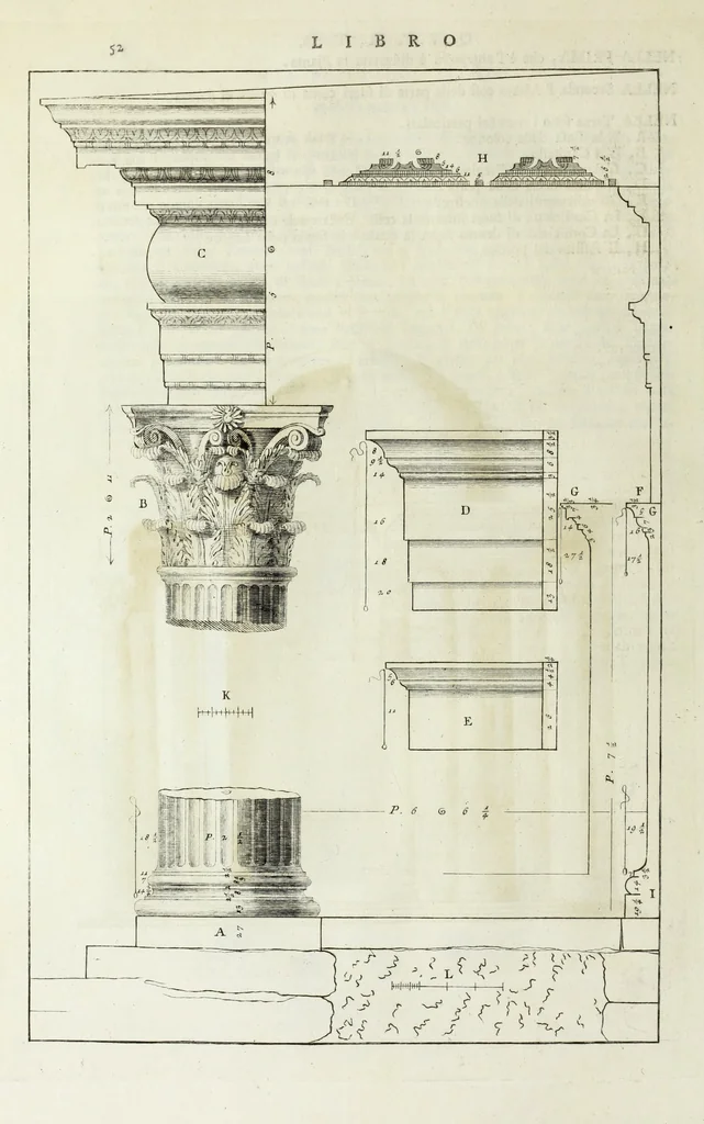 An illustration from I qvattro libri dell'architettvra di Andrea Palladio : ne' quali, dopo un breue trattato de' cinque ordini, & di quelli auertimenti, che sono piu necessarii nel fabricare; si tratta delle case private, delle vie, de i ponti, delle piazze, de i xisti, et de' tempij, 1771, leaf 251