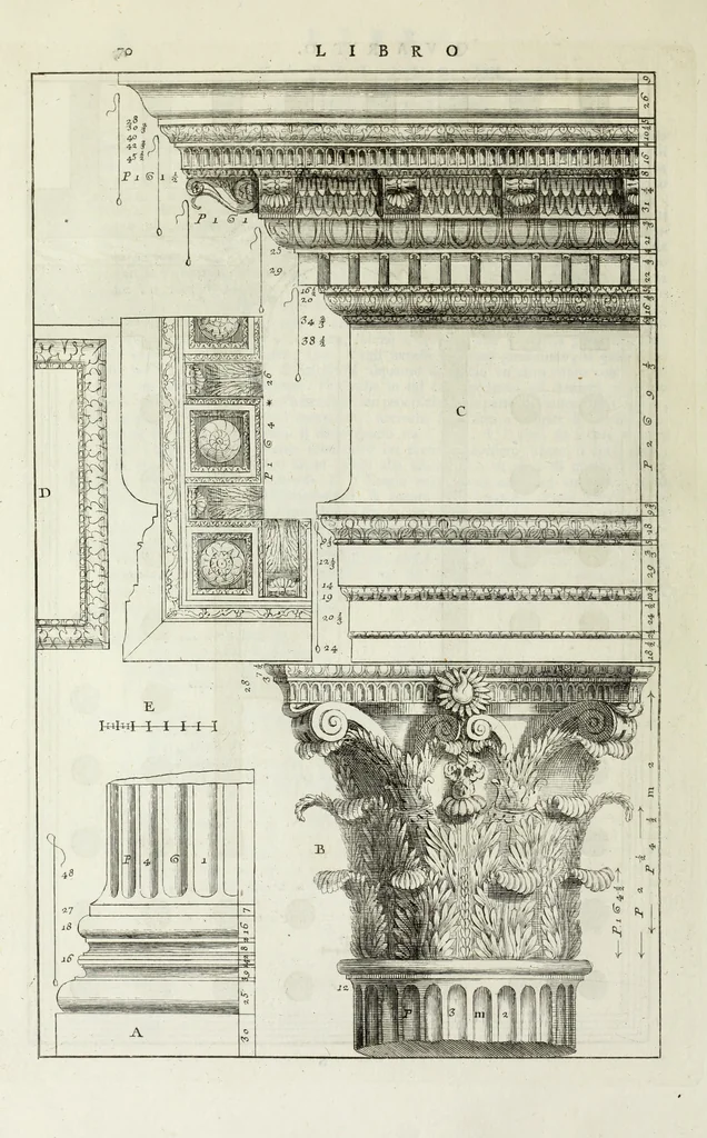 An illustration from I qvattro libri dell'architettvra di Andrea Palladio : ne' quali, dopo un breue trattato de' cinque ordini, & di quelli auertimenti, che sono piu necessarii nel fabricare; si tratta delle case private, delle vie, de i ponti, delle piazze, de i xisti, et de' tempij, 1771, leaf 269