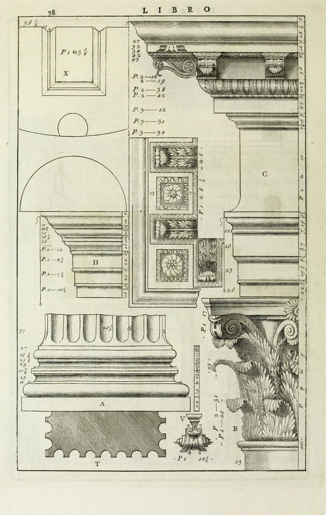 An illustration from I qvattro libri dell'architettvra di Andrea Palladio : ne' quali, dopo un breue trattato de' cinque ordini, & di quelli auertimenti, che sono piu necessarii nel fabricare; si tratta delle case private, delle vie, de i ponti, delle piazze, de i xisti, et de' tempij, 1771, leaf 277