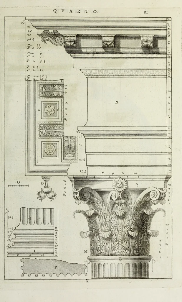 An illustration from I qvattro libri dell'architettvra di Andrea Palladio : ne' quali, dopo un breue trattato de' cinque ordini, & di quelli auertimenti, che sono piu necessarii nel fabricare; si tratta delle case private, delle vie, de i ponti, delle piazze, de i xisti, et de' tempij, 1771, leaf 280