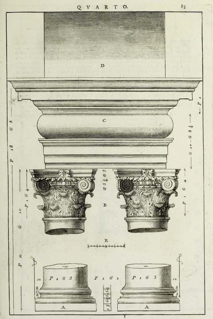 An illustration from I qvattro libri dell'architettvra di Andrea Palladio : ne' quali, dopo un breue trattato de' cinque ordini, & di quelli auertimenti, che sono piu necessarii nel fabricare; si tratta delle case private, delle vie, de i ponti, delle piazze, de i xisti, et de' tempij, 1771, leaf 284