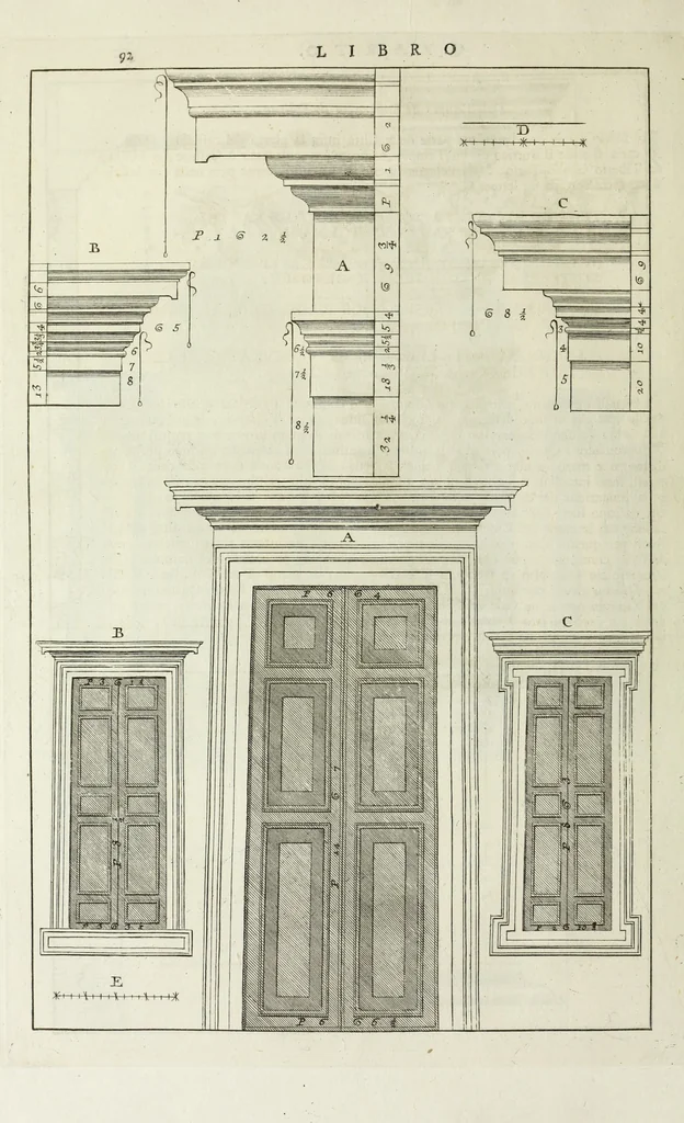 An illustration from I qvattro libri dell'architettvra di Andrea Palladio : ne' quali, dopo un breue trattato de' cinque ordini, & di quelli auertimenti, che sono piu necessarii nel fabricare; si tratta delle case private, delle vie, de i ponti, delle piazze, de i xisti, et de' tempij, 1771, leaf 291