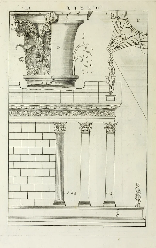 An illustration from I qvattro libri dell'architettvra di Andrea Palladio : ne' quali, dopo un breue trattato de' cinque ordini, & di quelli auertimenti, che sono piu necessarii nel fabricare; si tratta delle case private, delle vie, de i ponti, delle piazze, de i xisti, et de' tempij, 1771, leaf 307
