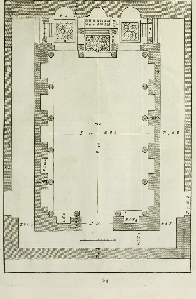 An illustration from I qvattro libri dell'architettvra di Andrea Palladio : ne' quali, dopo un breue trattato de' cinque ordini, & di quelli auertimenti, che sono piu necessarii nel fabricare; si tratta delle case private, delle vie, de i ponti, delle piazze, de i xisti, et de' tempij, 1771, leaf 316