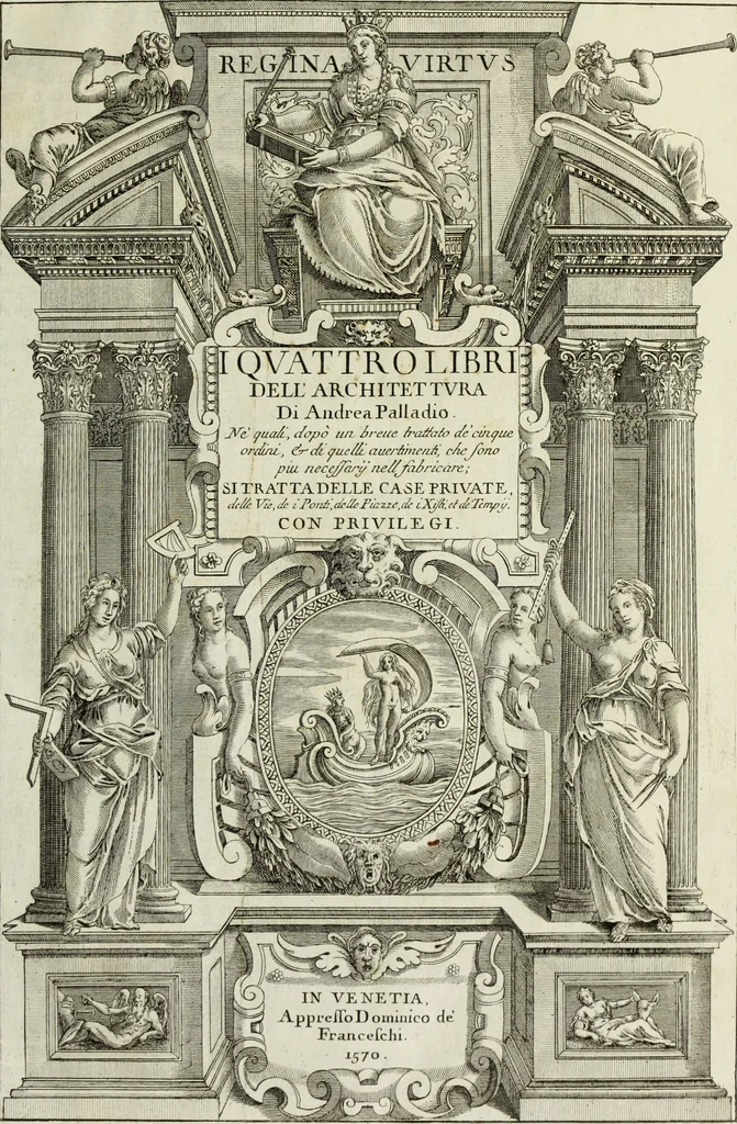An illustration from I qvattro libri dell'architettvra di Andrea Palladio : ne' quali, dopo un breue trattato de' cinque ordini, & di quelli auertimenti, che sono piu necessarii nel fabricare; si tratta delle case private, delle vie, de i ponti, delle piazze, de i xisti, et de' tempij, 1771, leaf 4