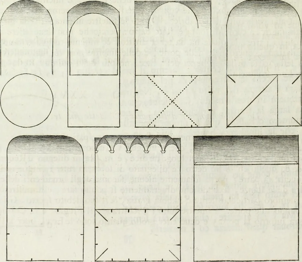 An illustration from I qvattro libri dell'architettvra di Andrea Palladio : ne' quali, dopo un breue trattato de' cinque ordini, & di quelli auertimenti, che sono piu necessarii nel fabricare; si tratta delle case private, delle vie, de i ponti, delle piazze, de i xisti, et de' tempij, 1771, leaf 57
