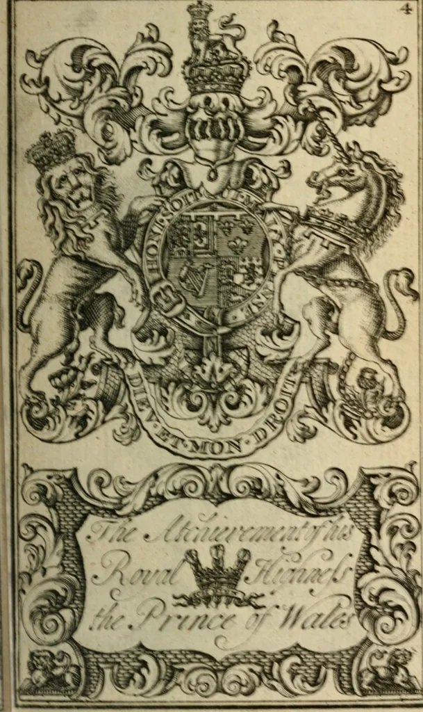 An illustration from The Irish compendium; or, Rudiments of honour. Containing the descents, marriages, issue, titles, posts, and seats of all the nobility of Ireland; with their arms, crests, supporters, mottos and Parliament robes ... Also a supplement, shewing the antiquity, dignity, and use of armories .., 1745, leaf 20