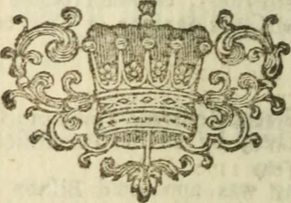 An illustration from The Irish compendium; or, Rudiments of honour. Containing the descents, marriages, issue, titles, posts, and seats of all the nobility of Ireland; with their arms, crests, supporters, mottos and Parliament robes ... Also a supplement, shewing the antiquity, dignity, and use of armories .., 1745, leaf 451