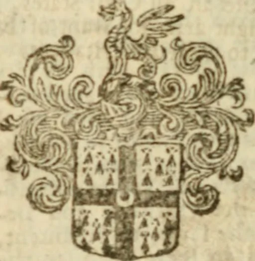 An illustration from The Irish compendium; or, Rudiments of honour. Containing the descents, marriages, issue, titles, posts, and seats of all the nobility of Ireland; with their arms, crests, supporters, mottos and Parliament robes ... Also a supplement, shewing the antiquity, dignity, and use of armories .., 1745, leaf 651