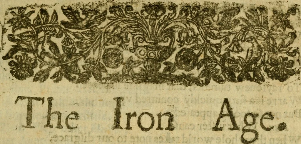 An illustration from The Iron Age : contayning the Rape of Hellen: The siege of Troy: The combate betwixt Hector and Aiax: Hector and Troilus slayne by Achilles: Achilles slaine by Paris: Aiax and Vlisses contend for the Armour of Achilles: The Death of Aiax, &c., 1632, leaf 10