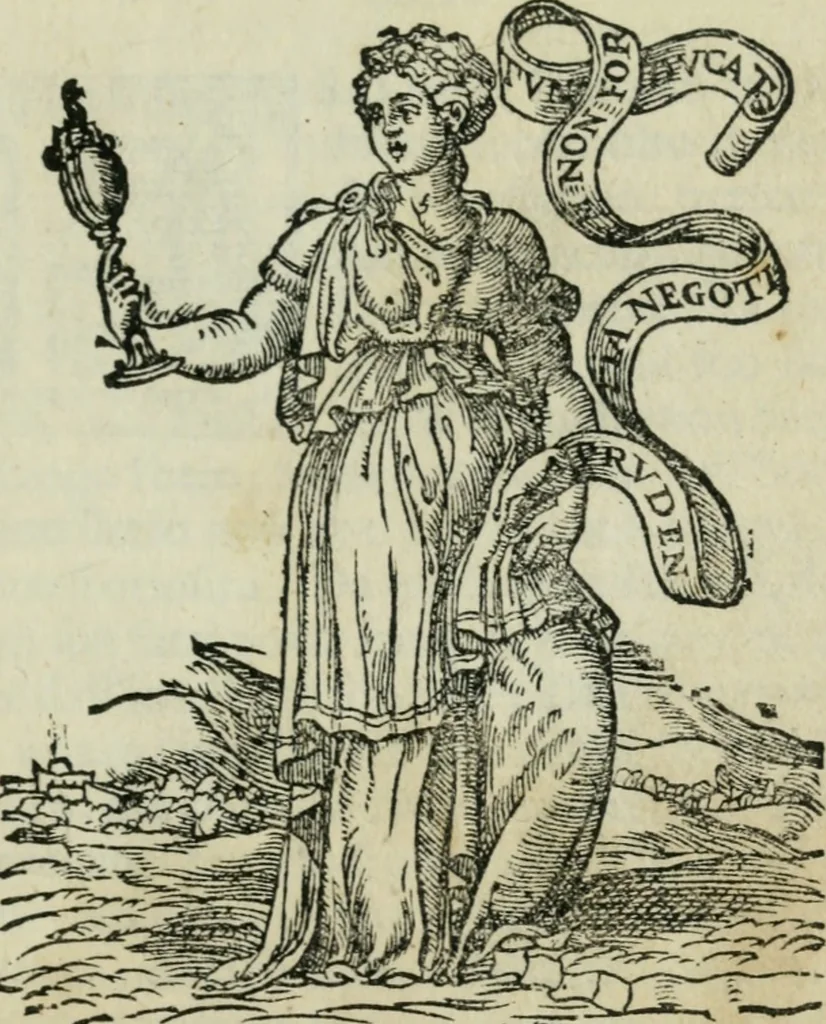 An illustration from I secreti de la signora Isabella Cortese : ne'qvali si contengono cose minerali, medicinali, arteficiose, & alchimiche, & molte de l'arte profumatoria, appartenenti a ogni gran signora : con altri bellissimi secreti aggiunti, 1565, leaf 4
