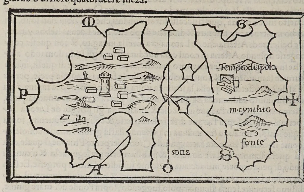 An illustration from Isolario di Benedetto Bordone nel qual si ragiona di tutte l'isole del mondo, con li lor nomi antichi & moderni, historie, fauole, & modi del loro viuere, & in qual parte del mare stanno, & in qual parallelo & clima giaciono, 1547, leaf 104