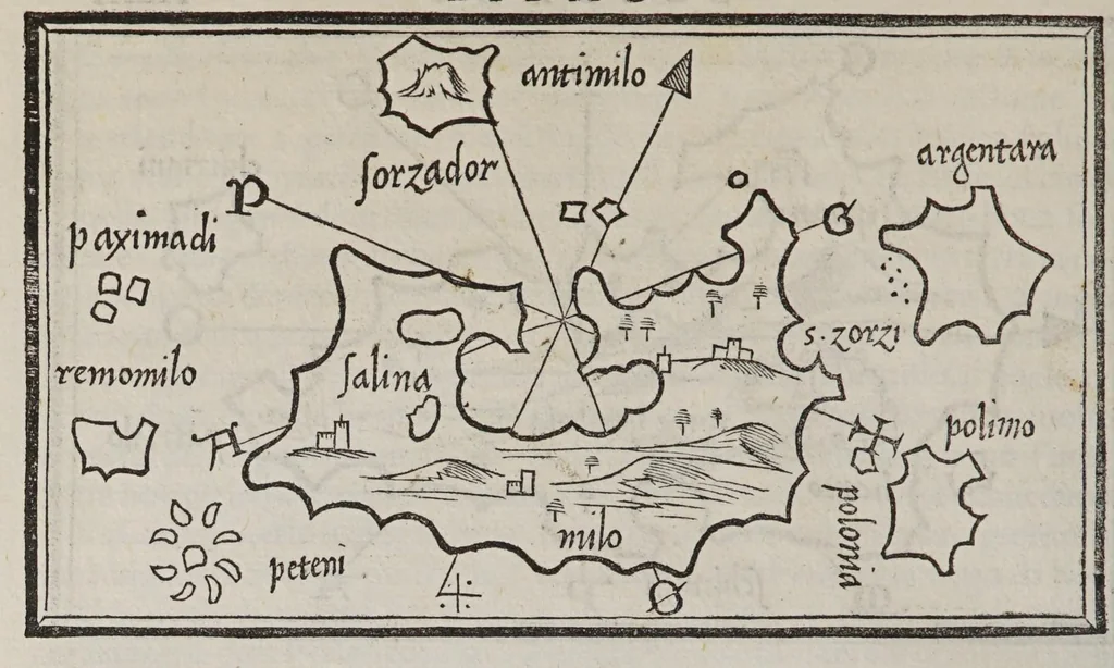An illustration from Isolario di Benedetto Bordone nel qual si ragiona di tutte l'isole del mondo, con li lor nomi antichi & moderni, historie, fauole, & modi del loro viuere, & in qual parte del mare stanno, & in qual parallelo & clima giaciono, 1547, leaf 110