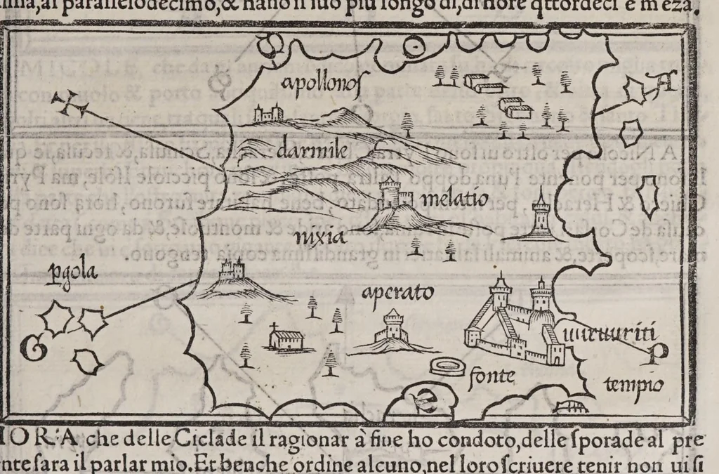 An illustration from Isolario di Benedetto Bordone nel qual si ragiona di tutte l'isole del mondo, con li lor nomi antichi & moderni, historie, fauole, & modi del loro viuere, & in qual parte del mare stanno, & in qual parallelo & clima giaciono, 1547, leaf 113