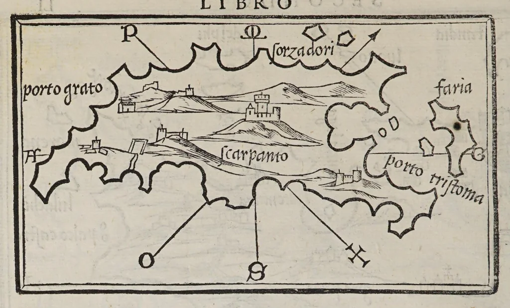 An illustration from Isolario di Benedetto Bordone nel qual si ragiona di tutte l'isole del mondo, con li lor nomi antichi & moderni, historie, fauole, & modi del loro viuere, & in qual parte del mare stanno, & in qual parallelo & clima giaciono, 1547, leaf 126