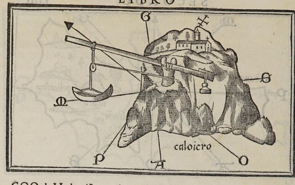 An illustration from Isolario di Benedetto Bordone nel qual si ragiona di tutte l'isole del mondo, con li lor nomi antichi & moderni, historie, fauole, & modi del loro viuere, & in qual parte del mare stanno, & in qual parallelo & clima giaciono, 1547, leaf 132