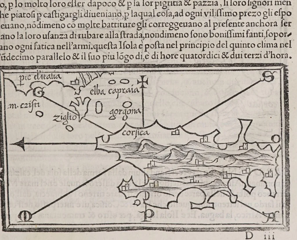 An illustration from Isolario di Benedetto Bordone nel qual si ragiona di tutte l'isole del mondo, con li lor nomi antichi & moderni, historie, fauole, & modi del loro viuere, & in qual parte del mare stanno, & in qual parallelo & clima giaciono, 1547, leaf 65