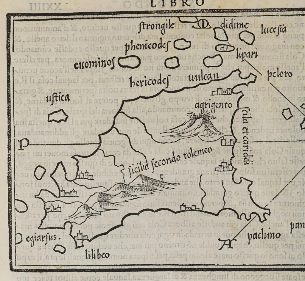 An illustration from Isolario di Benedetto Bordone nel qual si ragiona di tutte l'isole del mondo, con li lor nomi antichi & moderni, historie, fauole, & modi del loro viuere, & in qual parte del mare stanno, & in qual parallelo & clima giaciono, 1547, leaf 72