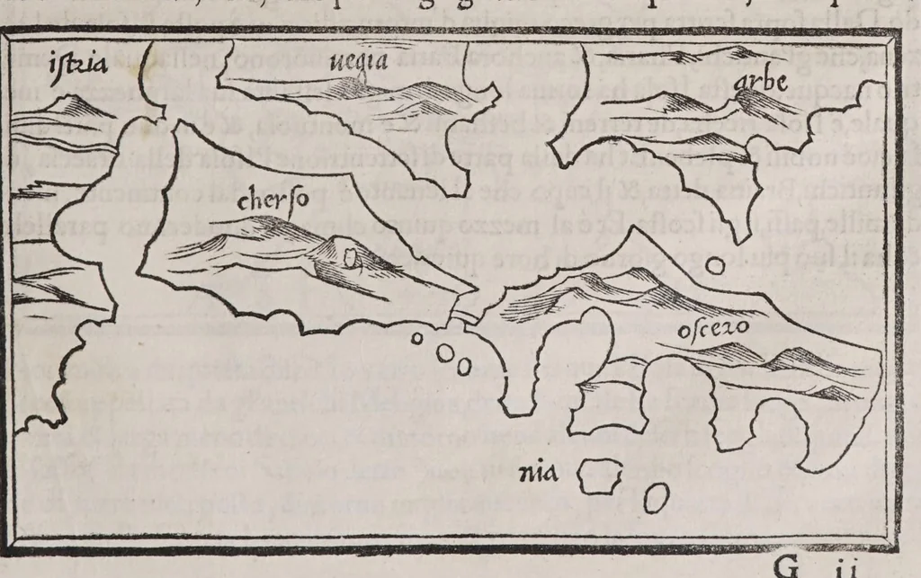 An illustration from Isolario di Benedetto Bordone nel qual si ragiona di tutte l'isole del mondo, con li lor nomi antichi & moderni, historie, fauole, & modi del loro viuere, & in qual parte del mare stanno, & in qual parallelo & clima giaciono, 1547, leaf 87