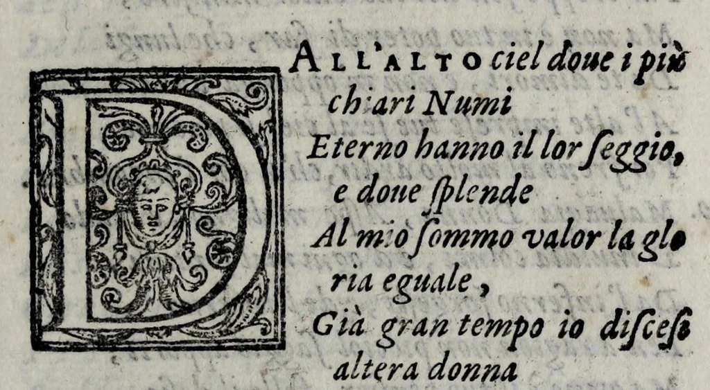 An illustration from I sospetti : favola boschereccia, 1589, leaf 19