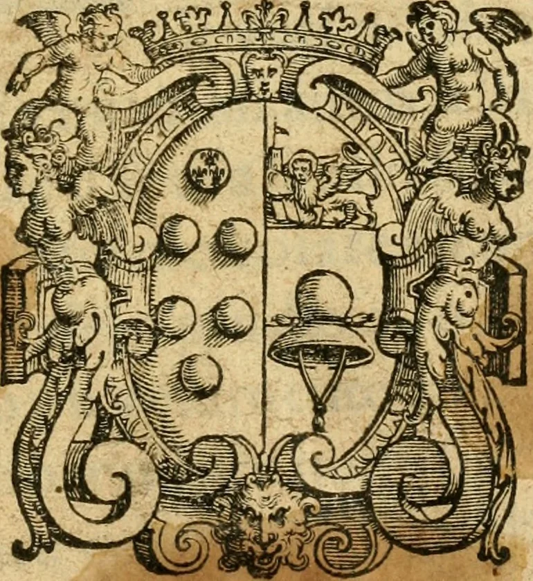 An illustration from Istoria de' suoi tempi di Giovambatista Adriani : gentilhumo fiorentino. Diuisa in libri ventidue. Di nuovo mandata in luce. Con li sommarii, e tavola, e le postille in margine delle cose più notabili, che in esse istorie si contengono, 1587, leaf 8