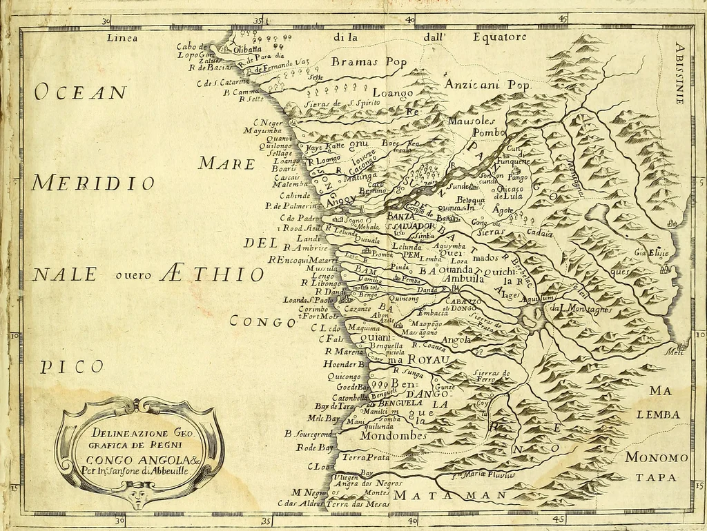 An illustration from Istorica descrittione de' tre regni Congo, Matamba, et Angola : situati nell'Etiopia inferiore occidentale e delle missioni apostoliche esercitateui da religiosi Capuccini, 1690, leaf 22