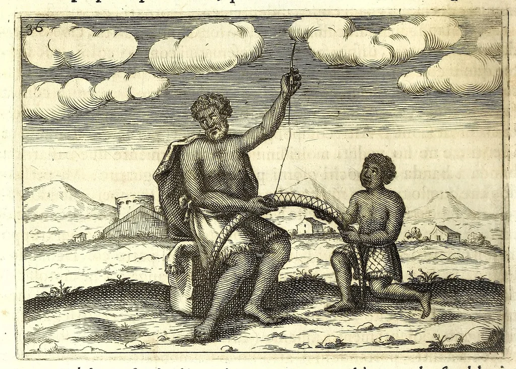 An illustration from Istorica descrizione de' tre' regni Congo, Matamba et Angola : situati nell'Etiopia inferiore occidentale e delle missioni apostoliche esercitateui da religiosi Capuccini, 1687, leaf 258
