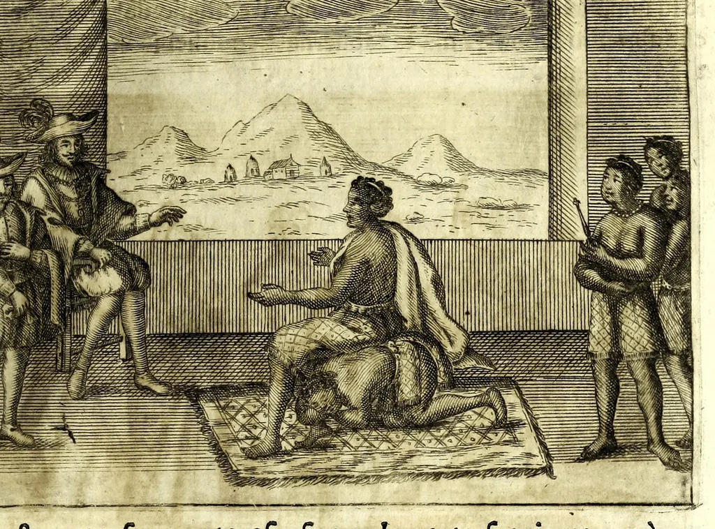 An illustration from Istorica descrizione de' tre' regni Congo, Matamba et Angola : situati nell'Etiopia inferiore occidentale e delle missioni apostoliche esercitateui da religiosi Capuccini, 1687, leaf 645